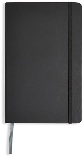 Amazon Basics Classic Lined Writing Notebook for Note Taking and Journaling, Hardcover with Elastic Closure, 240 Pages, 5" x 8.25", Black - size: 1 Pack, style: Ruled