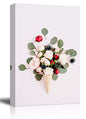 wall26 - Canvas Wall Art - Dried Flowers and Leaves in The Ice-Cream Cone on White Background - Giclee Print Gallery Wrap Modern Home Art Ready to Hang - 12x18 inches - color: Artwork - 07, size: 18"L x 12"W
