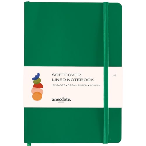 Softcover Ruled Journal with Thick 80 gsm Lined Cream Paper A5 size (8.3 inches x 5.4 inches) - Daily Writing Notebook for Travel, School and Office Use - Diary for Women and Men - Apple Green - color: Apple Green
