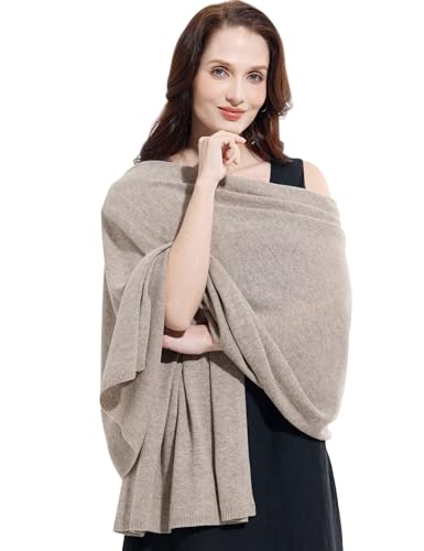 Soft Cashmere Blend Wrap Chic Scarf Stole for Women Wayfarer Travel Extra Large 87"x28" - color: Dark Mottle Camel