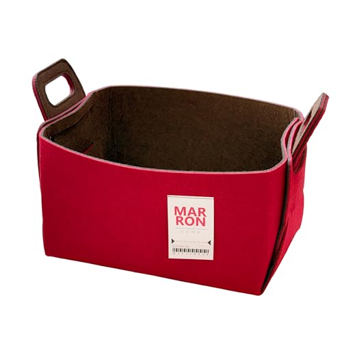 Collapsible Felt REDCHOCO Storage Bin Medium 11"x7.1"x7.1" – Foldable Basket with Handles for Closet, Storage, Laundry Room Organization, Decorative Storage Bins for Shelves, Cube Storage - color: REDCHOCO, size: MEDIUM