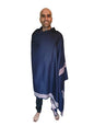 Soft Premium Wool Blend Meditation Shawl - Large Unisex Prayer Wrap, Oversize Scarf & Versatile Blanket - color: Navy