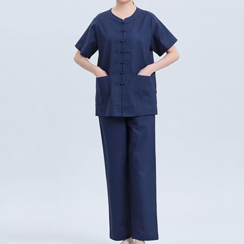 Meditation Clothing Meditation Clothes Suit,Chinese Round Neck Cloths Meditation Cloths Buddha Unisex - color: Blue, size: Medium