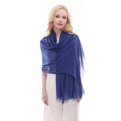 RIIQIICHY Scarf for Women Lightweight Solid Color Long Fashion Gauze Scarves Shawl Wrap - color: Royal Blue