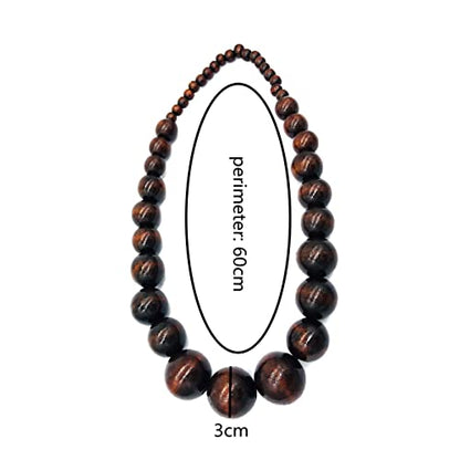 COLORFUL BLING Ethnic Natural Wood Beads Necklace for Men Women Africa Wooden Chain Chunky Strand Necklace Statement Hip Hop Jewelry - color: short dark