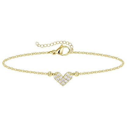 3mm Diamond Classic Tennis Bracelet for Women Dainty, Gold Jesus Cross Bracelets Trendy, 14K Gold Plated Heart/Evil Eye/Pearl/Starfish & Seashell Charm Bracelets for Women Bulk - style: Gold Plated Heart