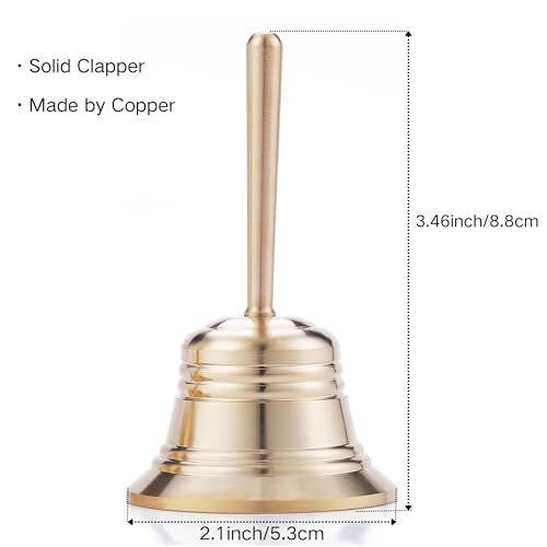 Small Solid Brass Hand Call Bell for Seniors, Bedside,Teacher and Bedridden, Wedding Bell, Dinner Bell, Tibetan Bell, Meditation Bell Classroom Bell (Medium) - size: Medium