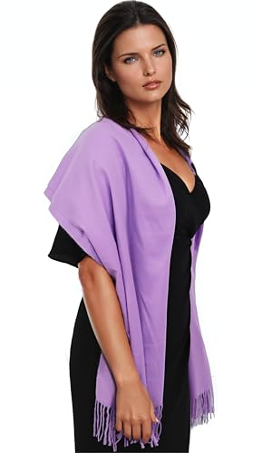 Ocomfly 100% Pashmina Scarf for Women - Premium Womens Scarves - Gift Boxed - Shawls or Wraps - Ultra Soft and Warm - color: Lilac Purple