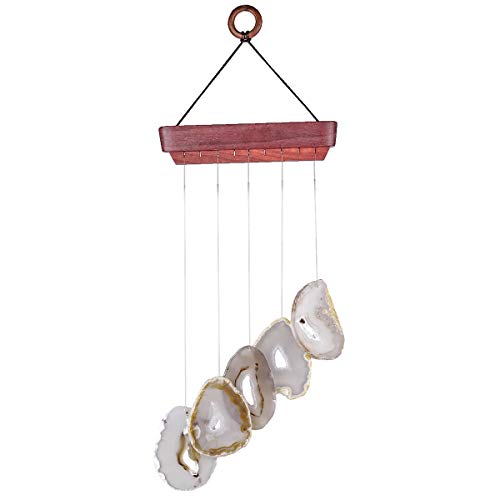 rockcloud Agate Slices Geode Wind Chime Home Garden Decoration Figurine - color: Brown