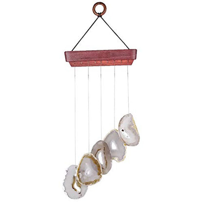 rockcloud Agate Slices Geode Wind Chime Home Garden Decoration Figurine - color: Brown