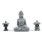 Buddha Statue and 2 Japanese Lantern Pagoda Statues - Zen Garden Accessories for Home and Mini Meditation Decor