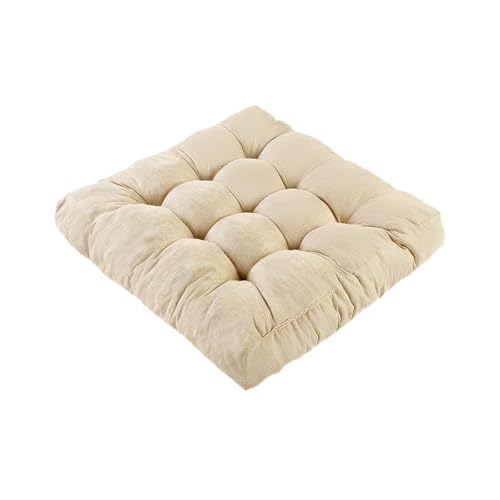 Meditation Floor Cushions, Thickened Floor Pillow for Adults, Large Square Pillows Seat Cushion for Tatami Living Room Yoga, Memory Sponge Block Added, 22x22 Inch, Beige