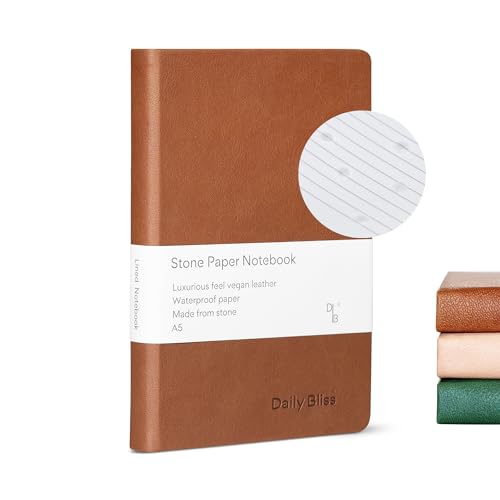 Stone Paper Ruled Notebook Premium A5 Hardcover Vegan Leather Journal | 160 Pages | Premium Quality Executive Notebook For Men and Women |Comes With Gift Box Water Proof Notebook Cinnamon - color: Cinnamon Brown