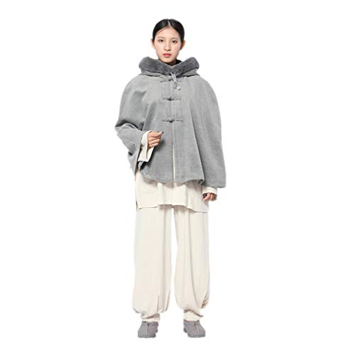 DGXIN Unisex Meditation Hooded Monk Cloak One Size Length 60cm - color: Gray