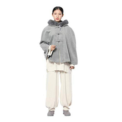 DGXIN Unisex Meditation Hooded Monk Cloak One Size Length 60cm - color: Gray
