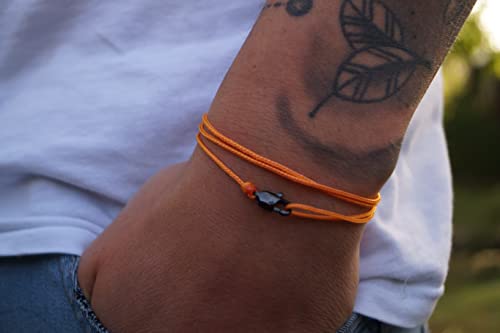 Made by Nami Nautical Rope Bracelet for Men Waterproof & Adjustable Wrap String Bracelets with Snap Hook Gift for Him - color: Orange Black
