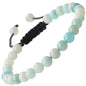 MASSIVE BEADS Natural Healing Power Gemstone Crystal Beads Unisex Adjustable Macrame Bracelets - color: Amazonite, size: 6mm