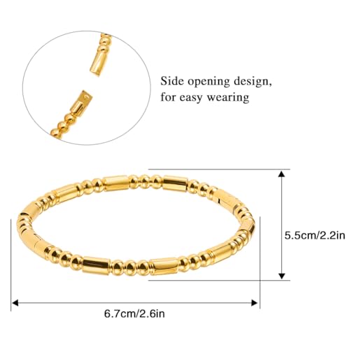 Stainless Steel Bamboo Design Bracelet Titanium Steel Bangle - color: Square Gold