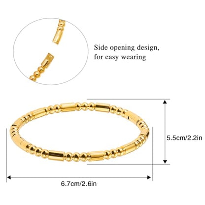 Stainless Steel Bamboo Design Bracelet Titanium Steel Bangle - color: Square Gold