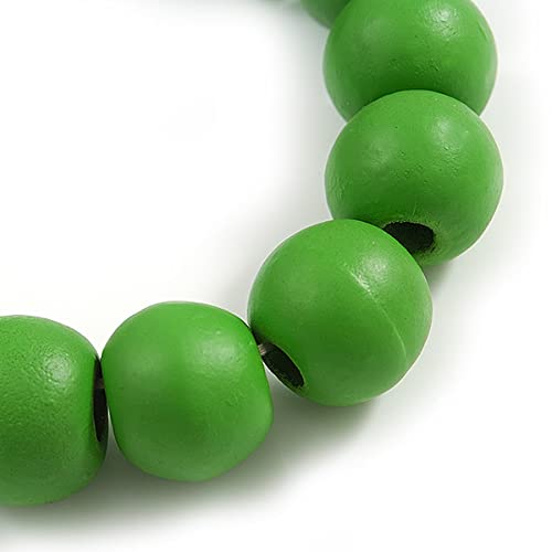 Avalaya Green Painted Round Bead Wood Flex Bracelet - M/L