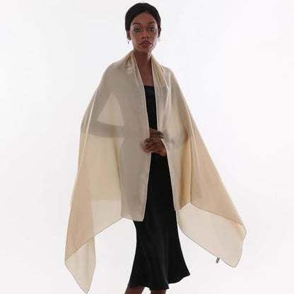 Womens Scarf Pashmina Shawls and Wraps for Evening Dresses Like Chiffon Silk Scarf for Bridal Wedding - color: Beige