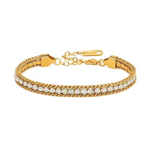 Colorful Tennis Bracelet - Adjustable Boho Stackable Crystal Jewelry for Best Friends Bridesmaids Party Gift Women YA6108 - color: White