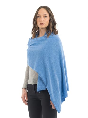 Dalle Piane Cashmere Womens Wool Cashmere Blend Stole Soft Italian Shawl Wrap for Wedding Evening Gift Made in Italy - color: Light Blue