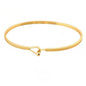 18K Gold Plated Bar Cuff Bracelet – Dainty Thin Minimalist Hook Bangle for Women