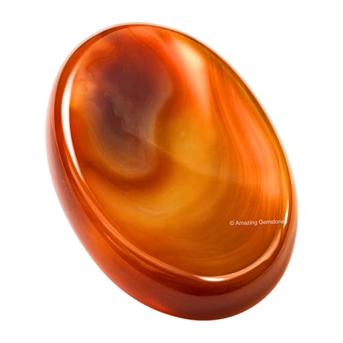 Amazing Gemstone Carnelian Worry Stone Crystals and Healing Stones - Stress Relief Gifts - Piedra Crystal Fidget for Meditation, Relaxation - Unique Stocking Stuffers and Birthday Gifts - color: Carnelian