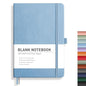 RETTACY Blank Journal Notebook, 192 Pages, A5 Medium Size (5.7'' x 8.3''), Leather Hardcover, 100 GSM Thick Paper, for Sketching, Drawing, Painting (Light Blue) - color: Light Blue, style: Plain