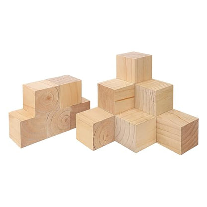 15 PCS Premium 3.15 Inch Wooden Cubes, Natural Pine Wood Cubes for Crafts, Wood Blocks Ready for Artistic DIY Projects-Unleash Creativity with Blank Wood Blocks. - size: 15 PCS 3.15 Inch