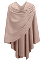 PULI Womens Large Cross Front Poncho Sweater Wrap Topper Knitted Elegant Shawls Cape for Fall Winter - color: 1-tan