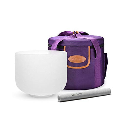 TOPFUND G Note Crystal Singing Bowl Throat Chakra 8" with Heavy Duty Carrying Case and Suede Mallet - color: G Note, size: 8 inch