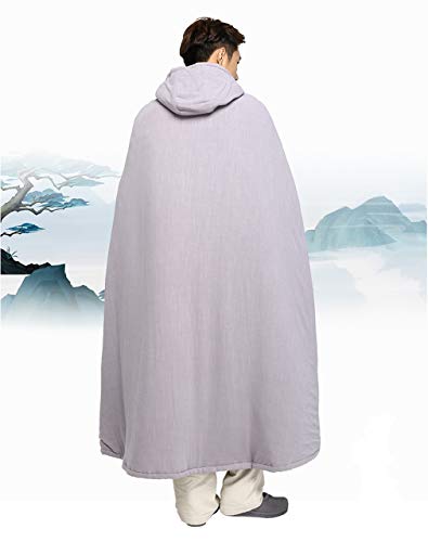 Unisex Men Women Meditation Buddhist Cloak Winter - color: Grey, size: X-Large