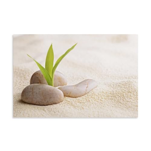 Zen-inspired Zen Stone And Green Plant still Life Painting Poster Canvas Wall Art Prints for Wall Decor Room Decor Bedroom Decor Gifts 08x12inch(20x30cm) Unframe-style - color: Unframe-style, size: 08x12inch(20x30cm)