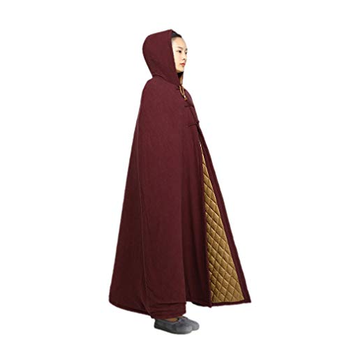 Unisex Men Women Meditation Buddhist Cloak Winter - color: Maroon, size: Large