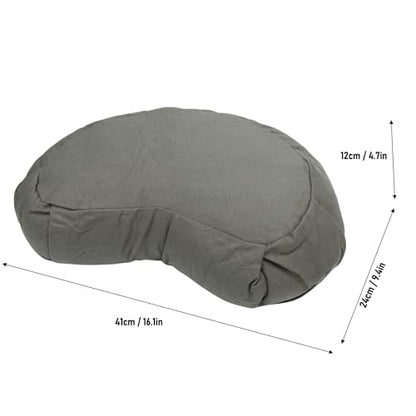 ZJchao Half Moon Meditation Cushion, Yoga Meditation Pillow with Buckwheat Hulls Cotton Cover for Floor Seating Office Home Meditation, Compact Lightweight Design (Gray) - color: Grey