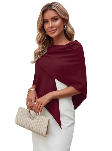 Shawl Wraps Women Pashmina Cardigan Triangle Cape Knit Shoulder Top Sweater Scarf for Fall Winter - color: 01 Burgundy