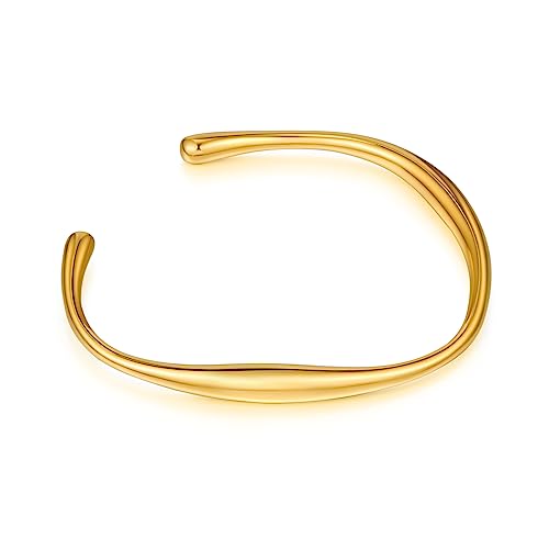 WOWORAMA Teardrop Gold Cuff Bracelets for Women Adjustable 18K Gold Plated Chunky Open Cuff Bangle Bracelets Minimalist Thick Gold Wrist Cuff Bracelets - color: Irregular Cuff - Gold Square