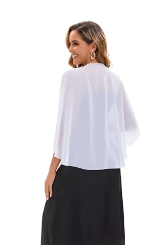 Baoqiya Chiffon Shawl Evening Scarf Shawls and Wraps for Women Wedding Party Bridal Scarves Cover Ups - color: White