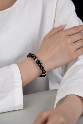 Healing Bracelet For Women Anxiety Crystal Bracelet Chakra Beaded Bracelets Rose Quartz Crystals And Healing Stones Yoga Bead Bracelet Calming Stretch Bracelet Stress Relief Gifts For Women - color: Black-Cat Eye