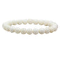 Amandastone Natural Gemstone 8mm Round Beads Stretch Bracelet 7 Inch - color: Buffalo Bone