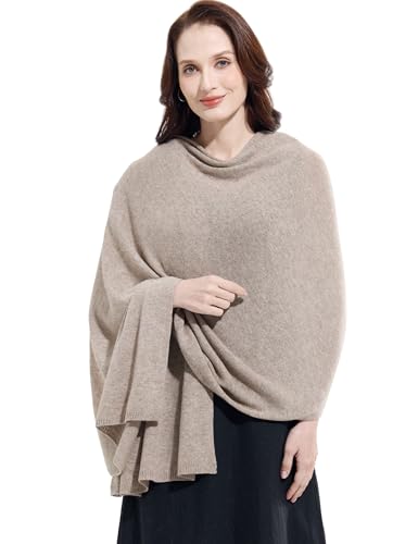 Soft Cashmere Blend Wrap Chic Scarf Stole for Women Wayfarer Travel Extra Large 87"x28" - color: Dark Mottle Camel
