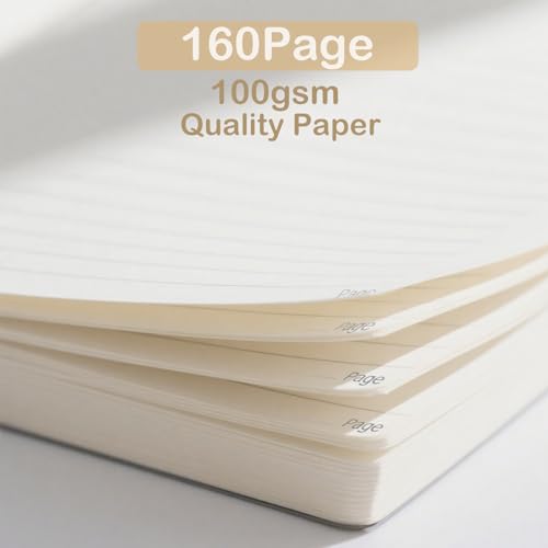 Lined Journal Notebook Linen Hardcover Ruled College Ruled Journals for Writing Note for Women Men Office School - color: Beige