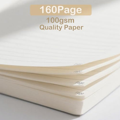 Lined Journal Notebook Linen Hardcover Ruled College Ruled Journals for Writing Note for Women Men Office School - color: Beige