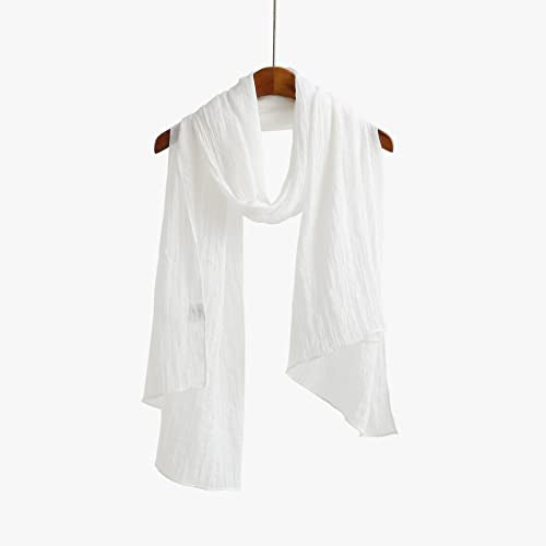 Jeelow Solid Color Scarf Wrap Shawl for Women Men – Soft Lightweight Head Scarf, All Season, Travel Beach Office Daily Wear - color: White