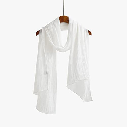 Jeelow Solid Color Scarf Wrap Shawl for Women Men – Soft Lightweight Head Scarf, All Season, Travel Beach Office Daily Wear - color: White