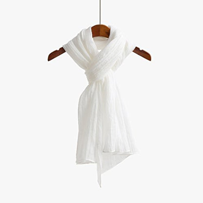 Jeelow Solid Color Scarf Wrap Shawl for Women Men – Soft Lightweight Head Scarf, All Season, Travel Beach Office Daily Wear - color: White