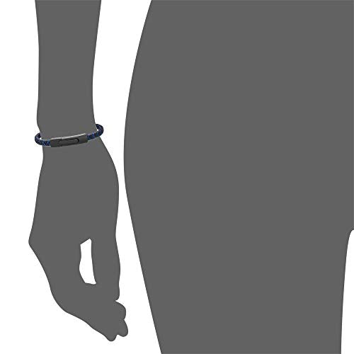 Geoffrey Beene Men's Braided Genuine Leather Fashion Bangle Bracelet with Stainless Steel Clasp - color: Blue