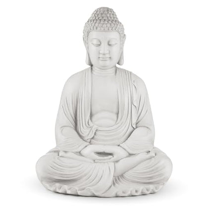 Glitzhome 22.75-inch Zen Meditation Buddha Garden Statue, Black Large Indoor and Outdoor Sculpture, Hand-Finished MGO & Fiberglass Decor for Home Patio Yard